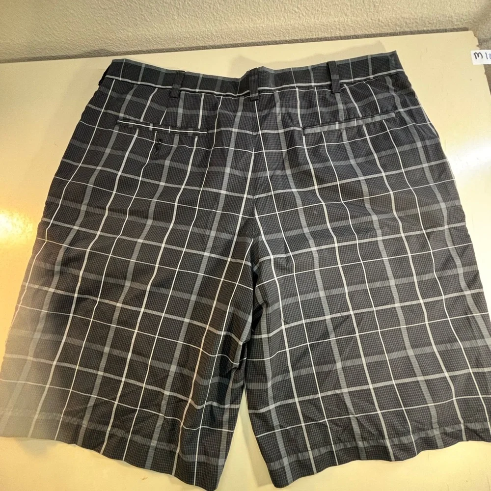 PGA Tour Black and White Grid Flat Front Shorts